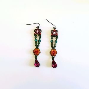 Flowers and Gems Long Earrings